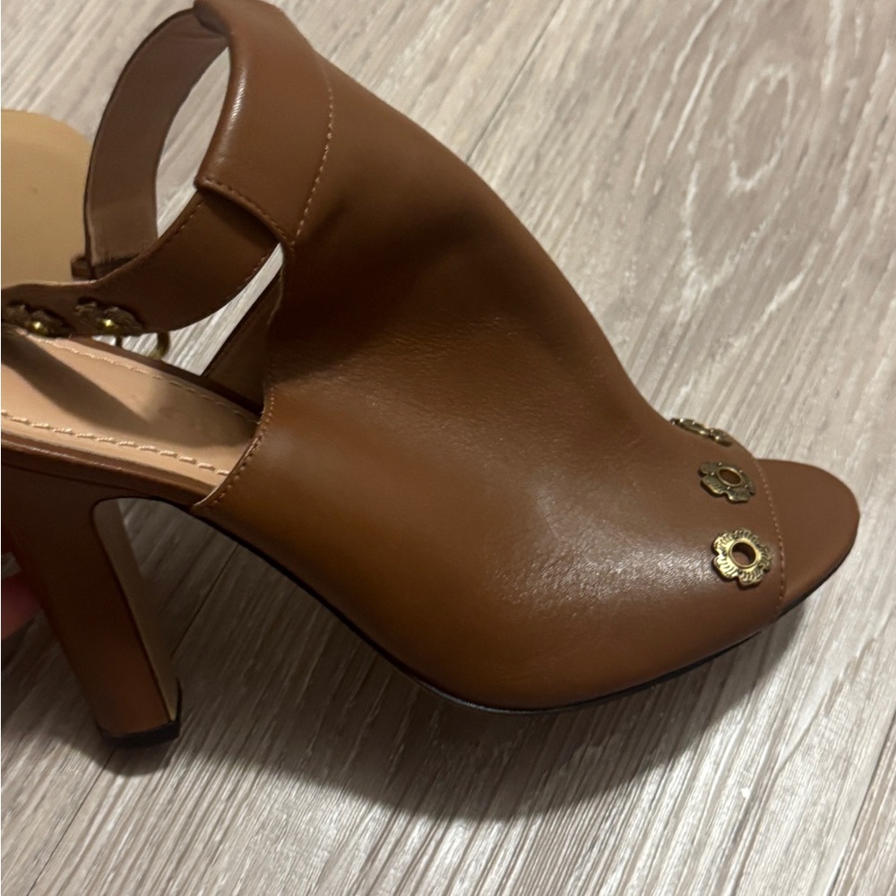 Coach Brown Open-Toe Heels - Picture 2 of 4